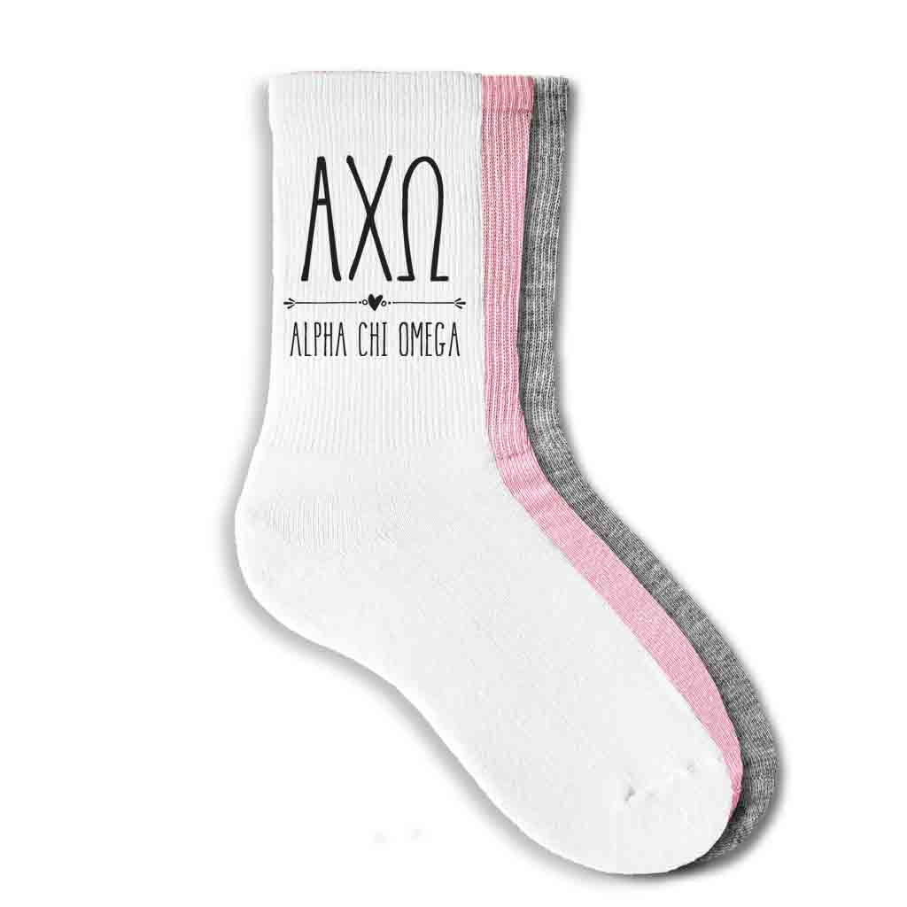 Alpha Chi Omega Socks Boho Style with Greek Letter Gear