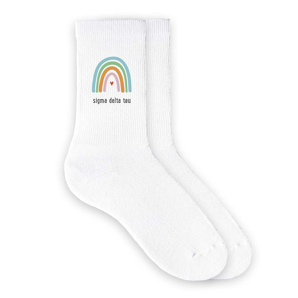 Socks - Rainbow & White Stripe