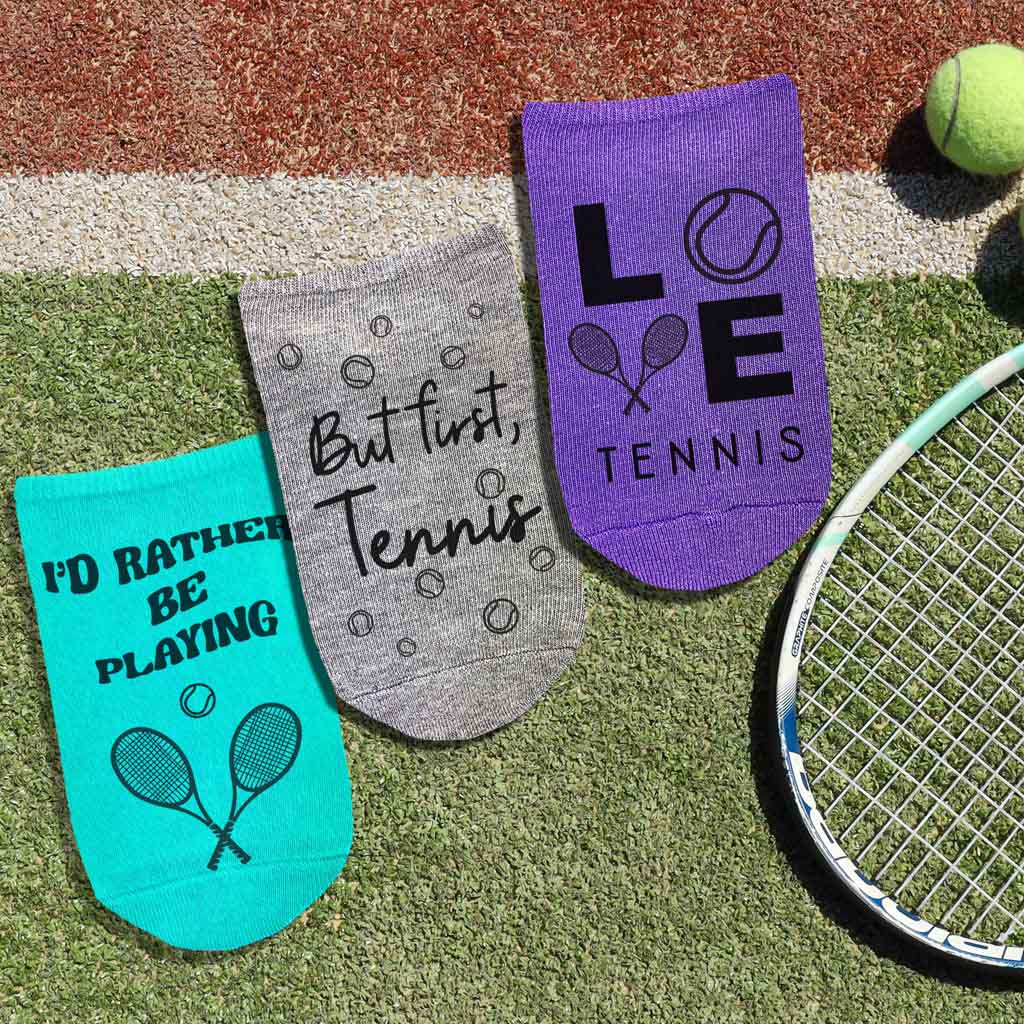 A great gift idea for the tennis player in your life, they'll love it (and you) for this playful tennis sock set! Makes a great tennis partner gift too!