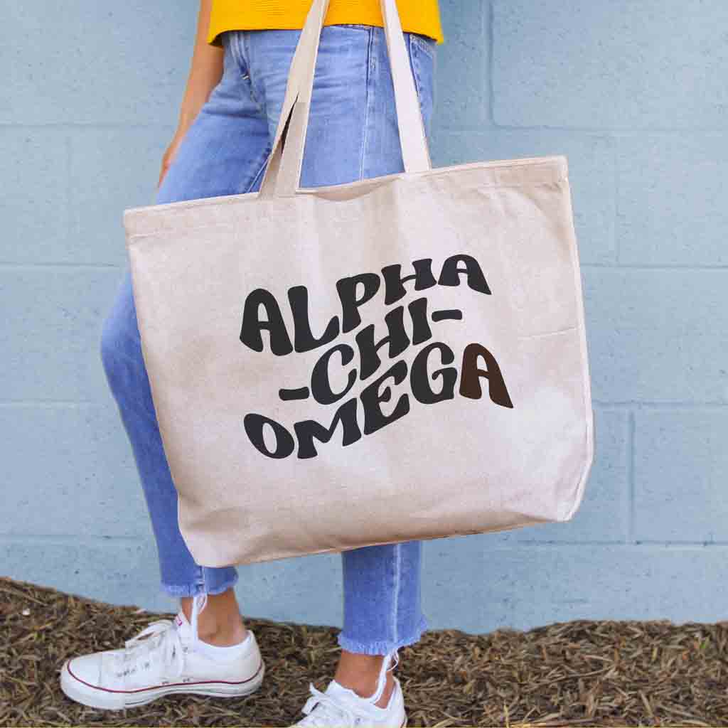 Retro Mod Sorority Name Canvas Tote Bag