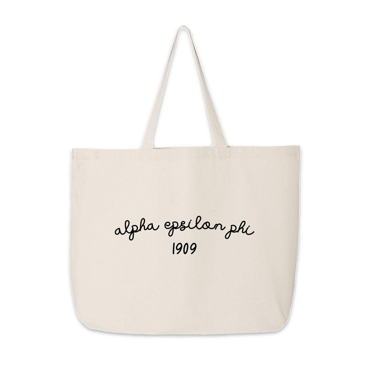 Alpha Epsilon Phi Tote Bag – A classic cotton tote with "Alpha Epsilon Phi" and the year 1909, celebrating sisterhood in a stylish and practical way.