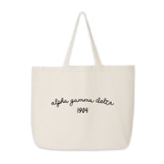 Alpha Gamma Delta Tote Bag – A durable sorority tote bag printed with "Alpha Gamma Delta" and 1904, perfect for carrying everyday essentials.