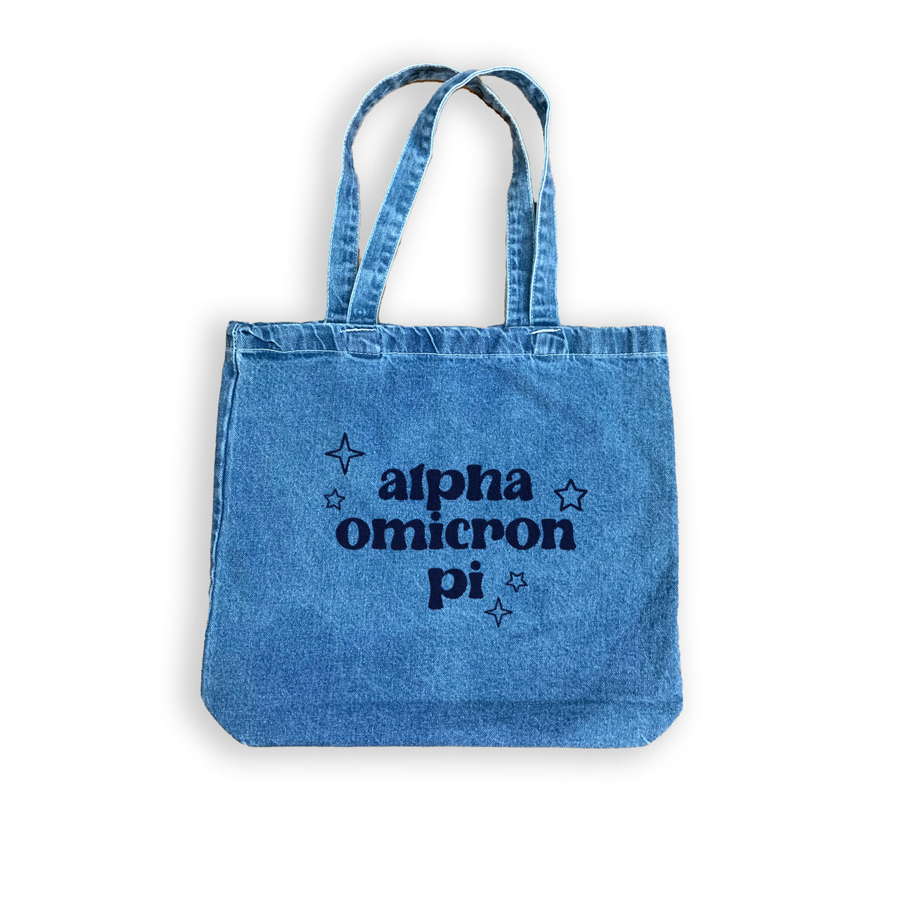 Alpha Omicron Pi Denim Tote Bag - Sorority Gift, Big Little Reveal, Bid Day, Greek Life Accessory