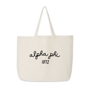 Alpha Phi Tote Bag – A chic natural canvas tote bag printed with "Alpha Phi" and 1872, a timeless accessory for sorority members.