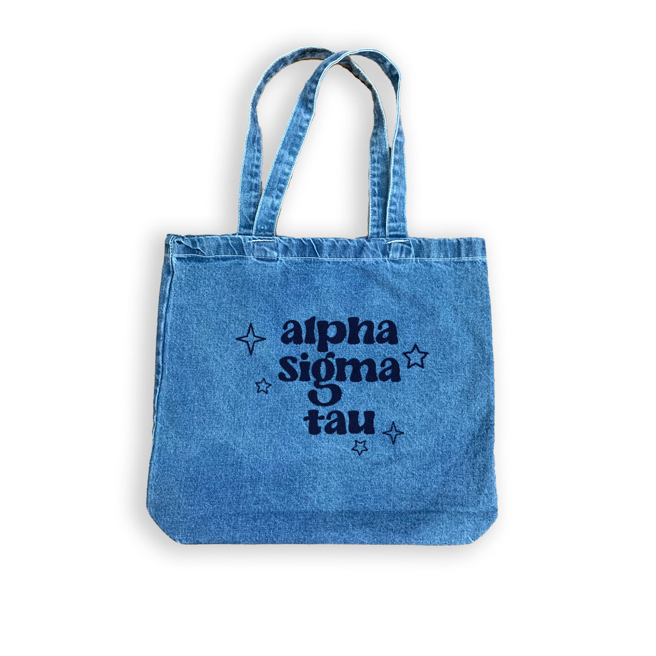 Alpha Sigma Tau Denim Tote Bag - Sorority Gift, Big Little Reveal, Bid Day, Greek Life Accessory