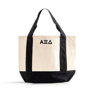 Alpha Xi Delta Mini Tote Bag – Elegant mini canvas tote with the Greek letters of Alpha Xi Delta and black trim, perfect for showcasing your sorority pride.