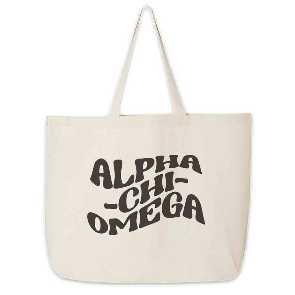 Retro Mod Sorority Name Canvas Tote Bag