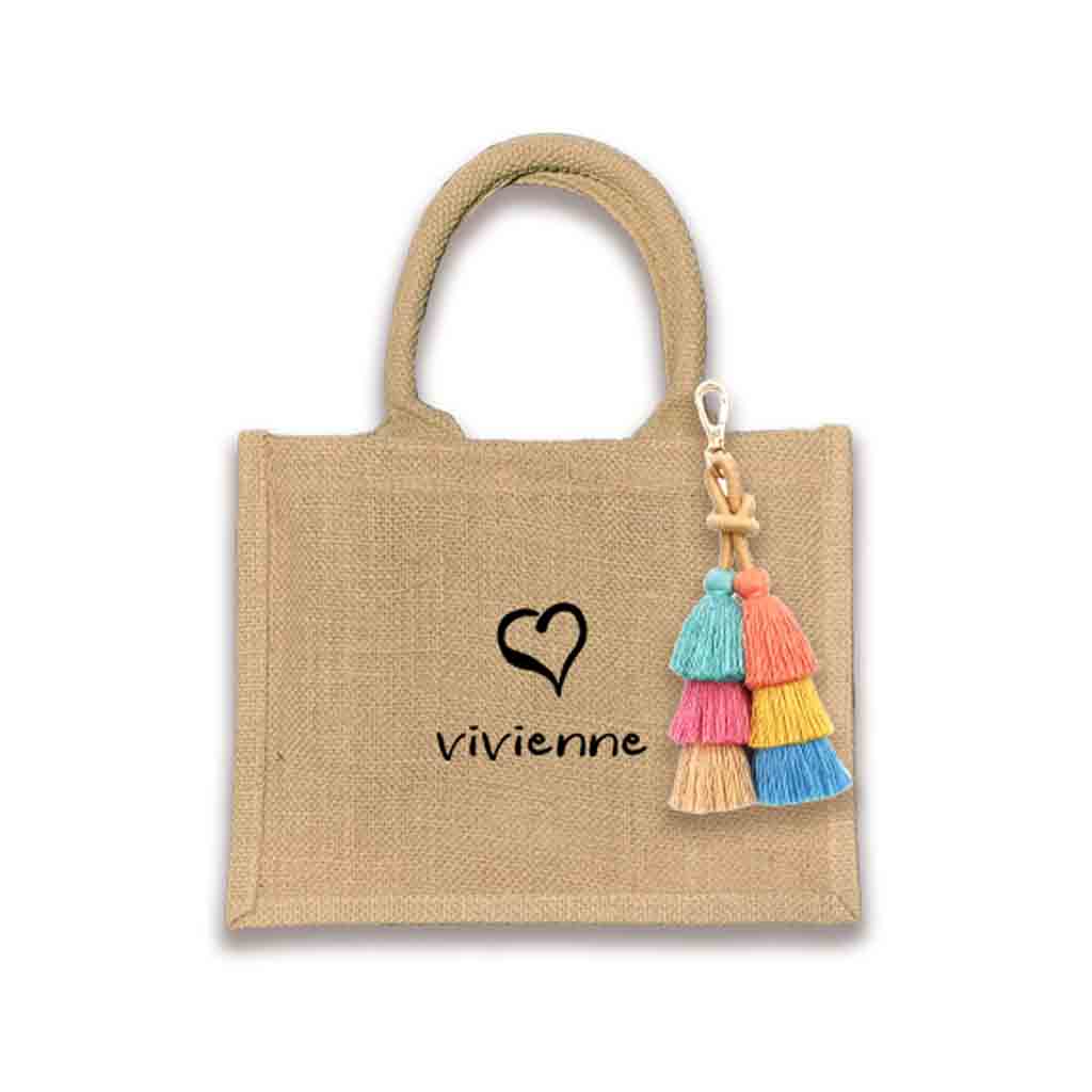 Looking for that perfect gift bag that is special and fun? Our personalized burlap tote bag is here to deliver! Available with or without tassel