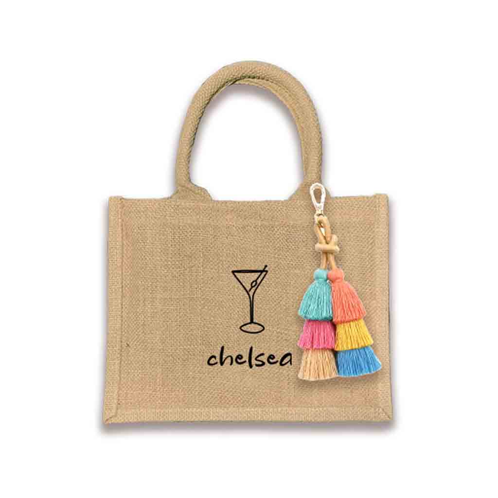 Looking for that perfect gift bag that is special and fun? Our personalized burlap tote bag is here to deliver! Available with or without tassel