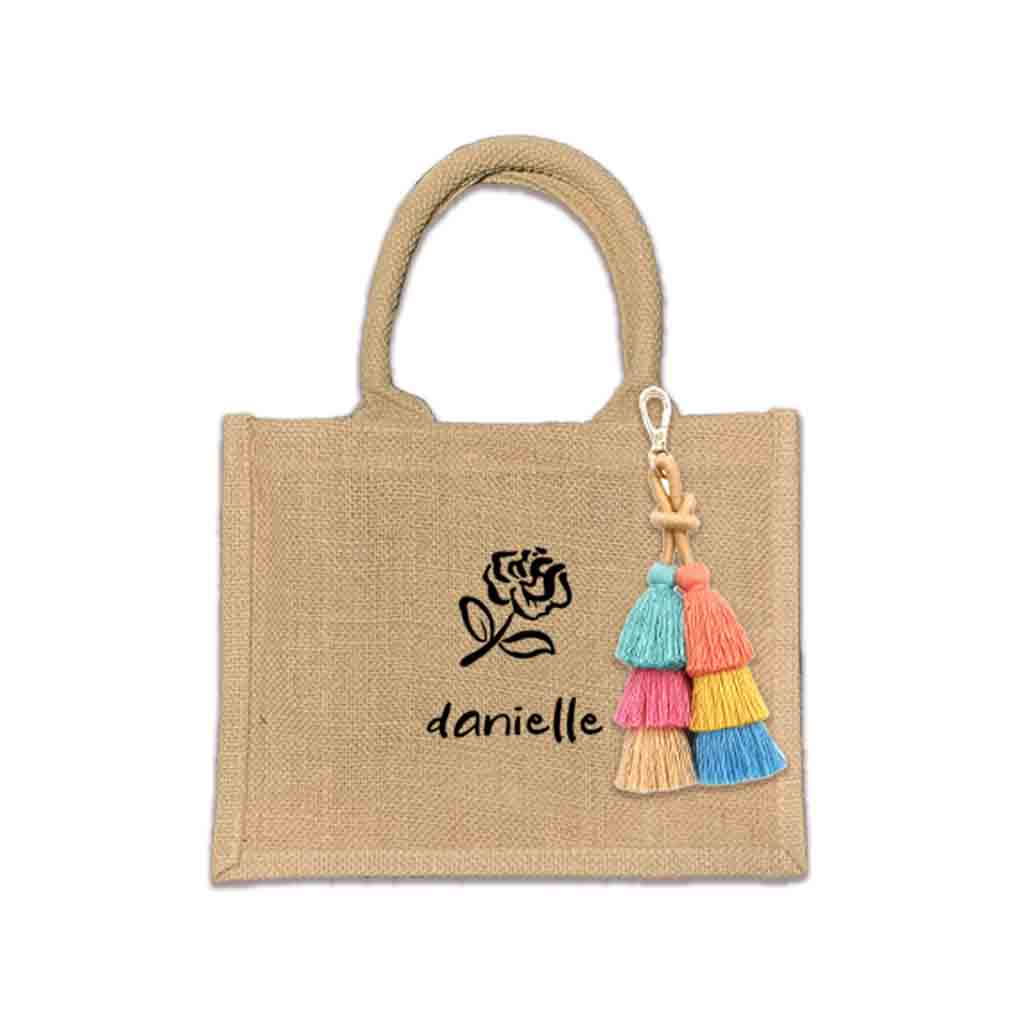 Unique boho burlap bags, perfect for bachelorette parties, birthdays, and various events. Custom printed using eco-friendly inks for a sustainable touch