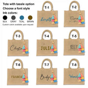 We've added a fun and colorful boho tassel as an option for an added touch, and it can be used in all sorts of creative ways. Plus, choose from a variety of vibrant designs and ink colors to make it uniquely yours. This tote is your go-to for a personalized gift with style and charm!