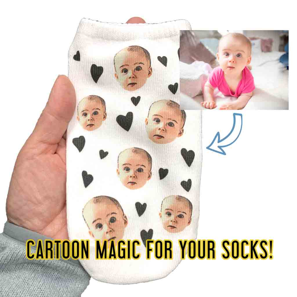 Grab a pair of these unique customized photo socks for him and her! Add a photo of your favorite human or furry friend! 