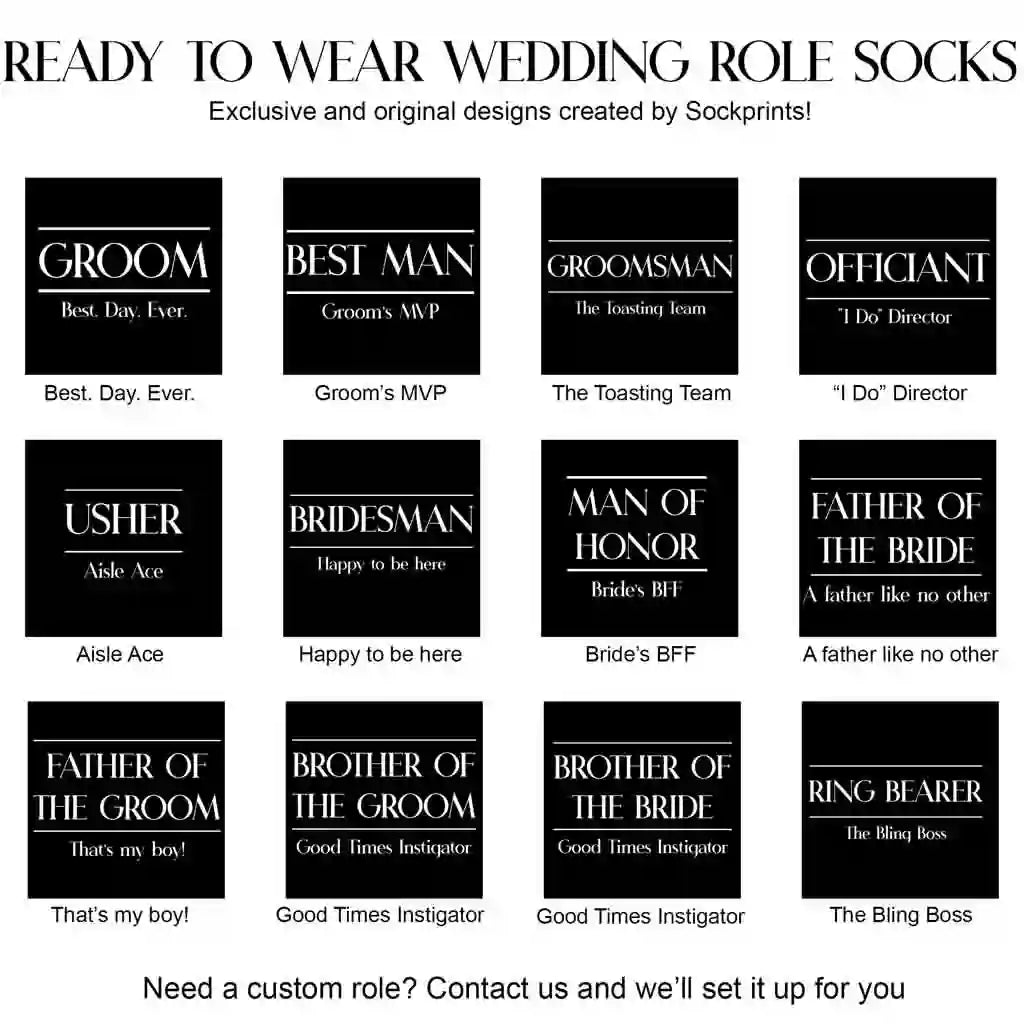 Classic Wedding Role Socks with Funny Sayings