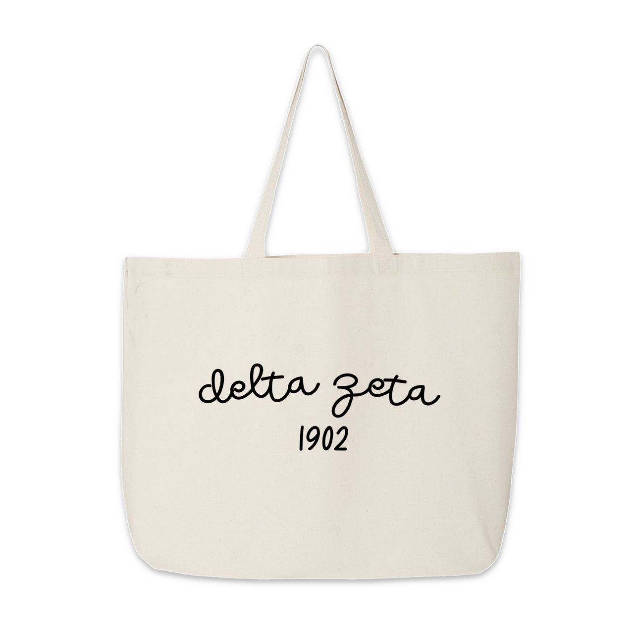 Delta Zeta Tote Bag – A minimalist sorority tote bag printed with "Delta Zeta" and 1902, perfect for recruitment or alumni gatherings.