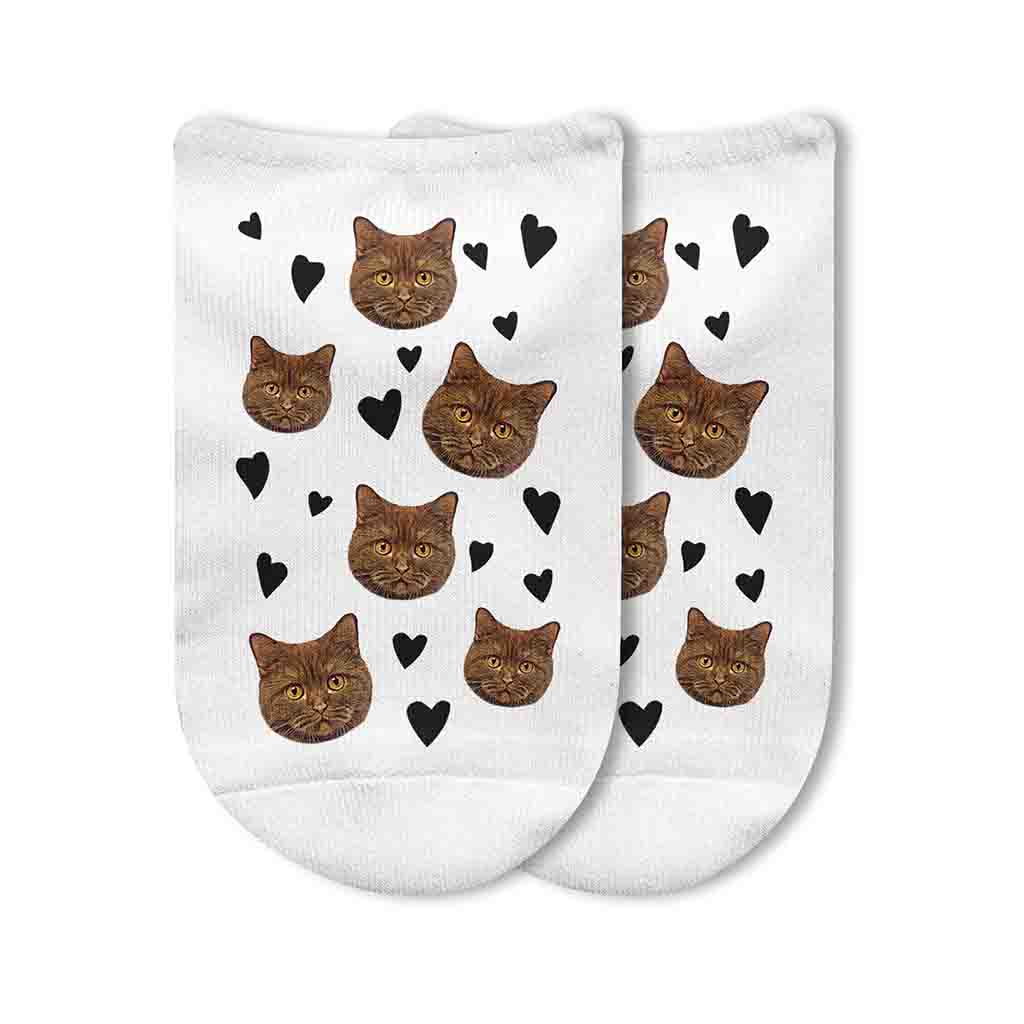 Grab your favorite pet photo and turn it into a cartoon on these no show photo collage socks! 