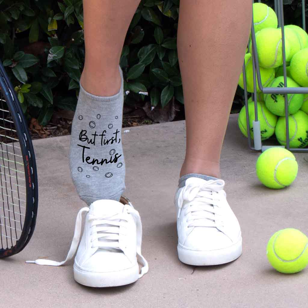 Cute and fun women's tennis footie socks. A great gift for a friend, or for yourself! Includes 3 pairs of socks for a great price! 