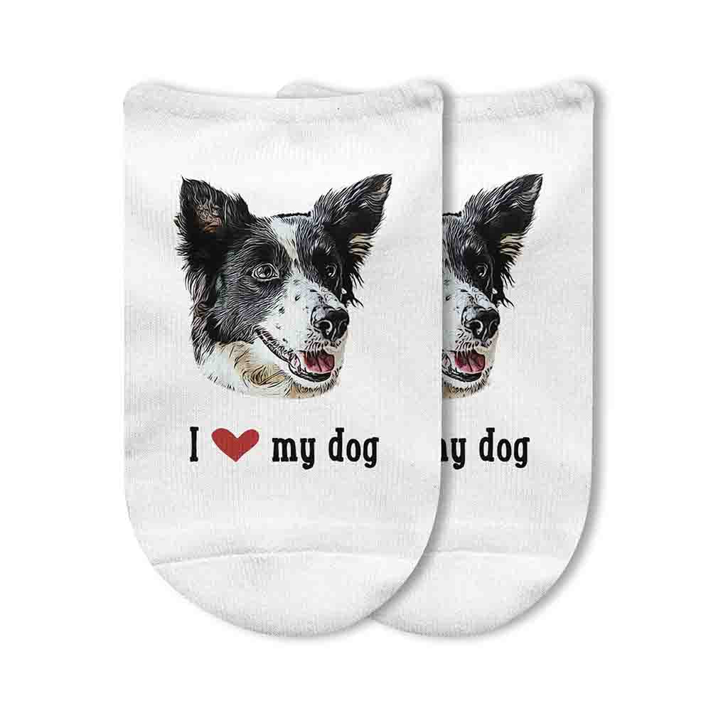 A trendy and memorable gift! These half cushioned no show photo socks are printed with eco friendly inks which are climate friendly and long lasting! 