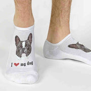 Featuring a cartoon-style photo of your dog and fun, cozy comfort, these no-show socks make a playful, thoughtful gift for any dog lover.