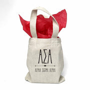 Sorority name printed with boho design on mini natural canvas tote bag makes the perfect gift for your sorority sisters.