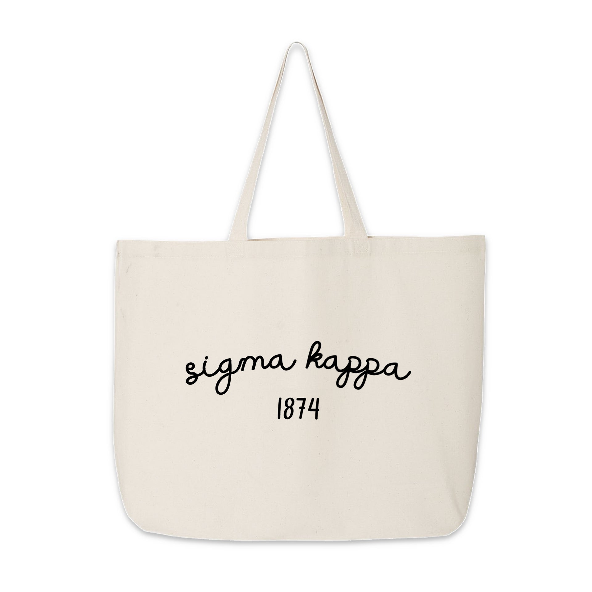 Sigma Kappa Tote Bag – A personalized sorority tote featuring "Sigma Kappa" and 1874, blending style and function.