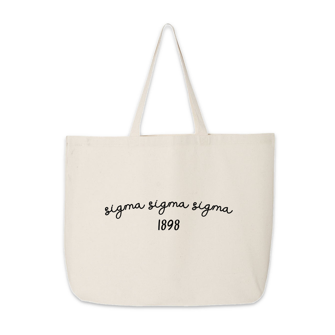 Sigma Sigma Sigma Tote Bag – A Greek-themed tote bag with "Sigma Sigma Sigma" and 1898, great for carrying books or event essentials.