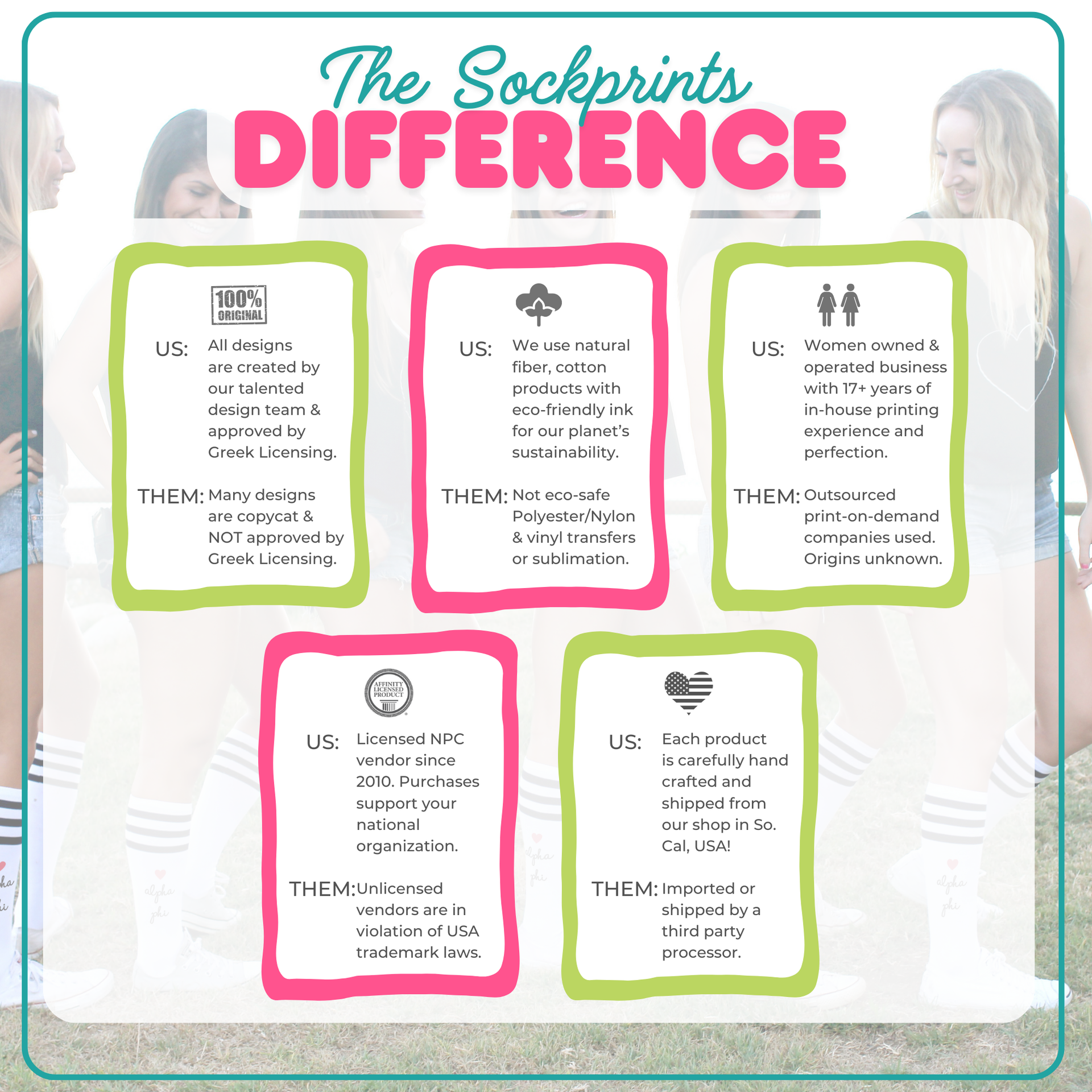 What makes Sockprints sorority products unique infograph