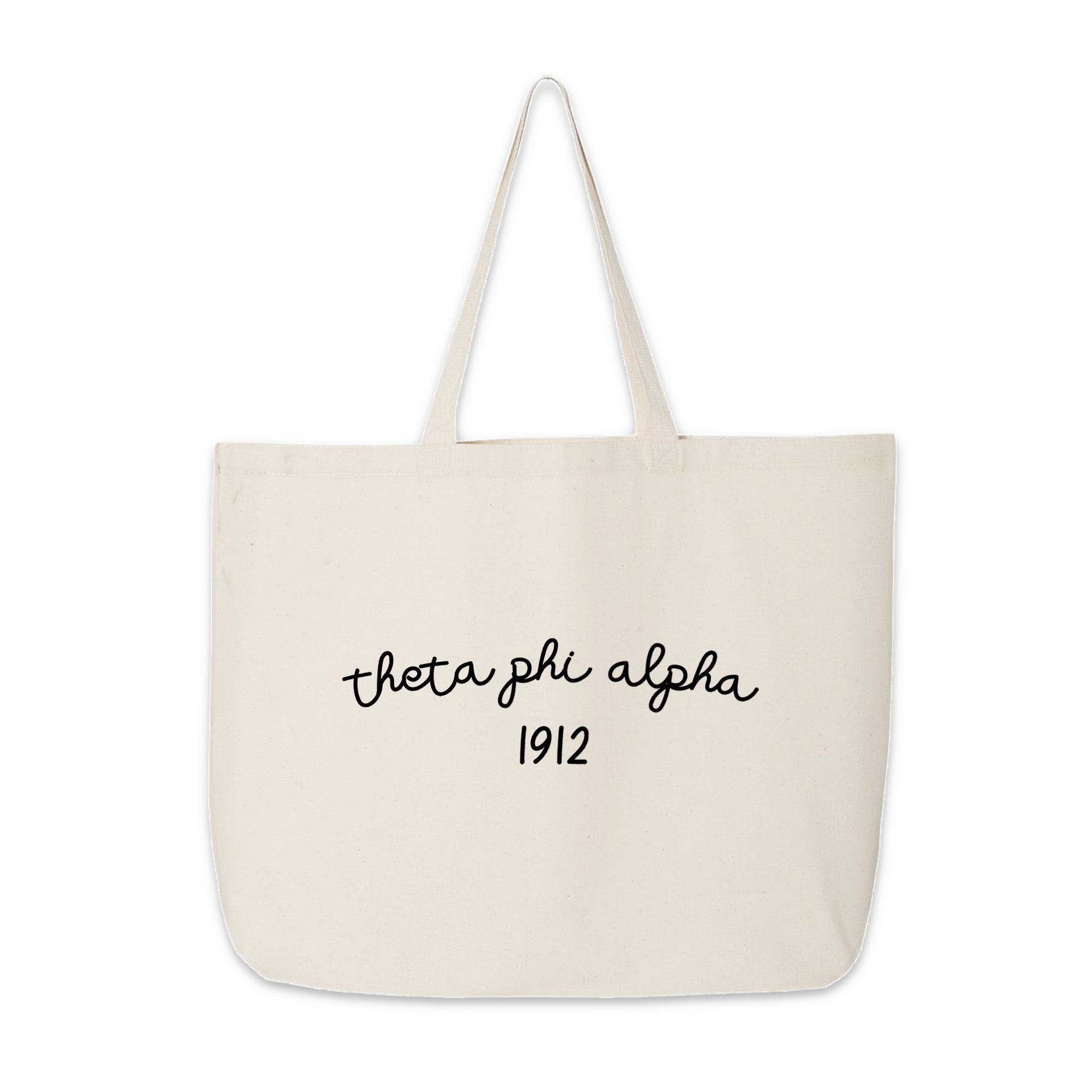 Theta Phi Alpha Tote Bag – A sorority pride tote showcasing "Theta Phi Alpha" and 1912, designed for everyday and special occasions.