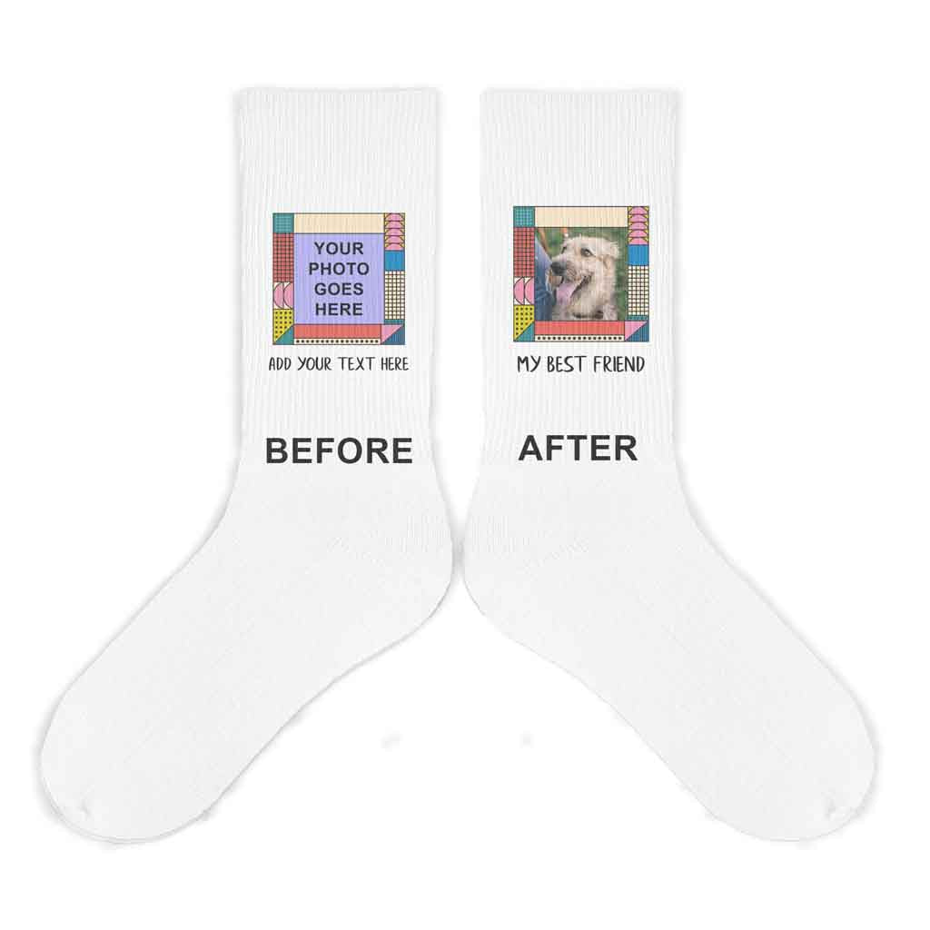 Mod Framed Photo Socks with Your Photo and Custom Text