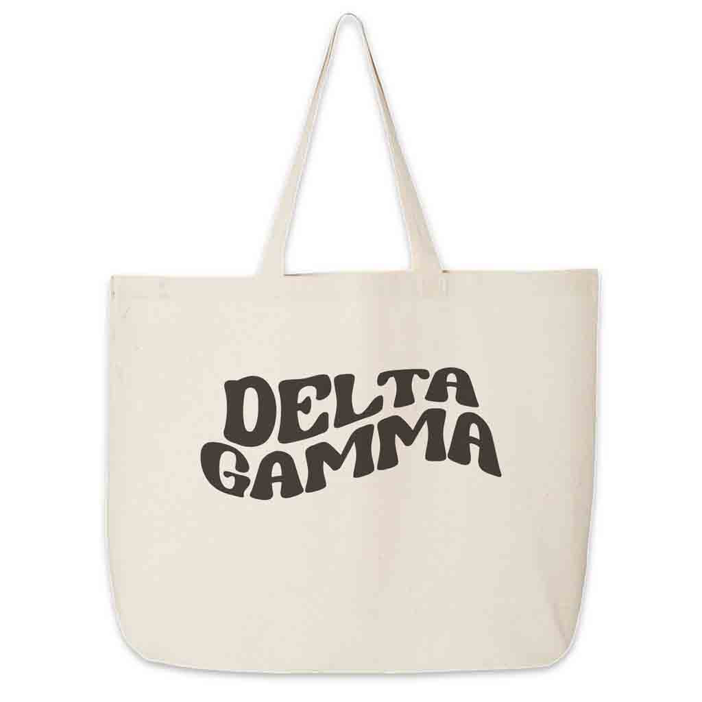 Delta Gamma Large Canvas Sorority Tote Bag with Simple Mod Design