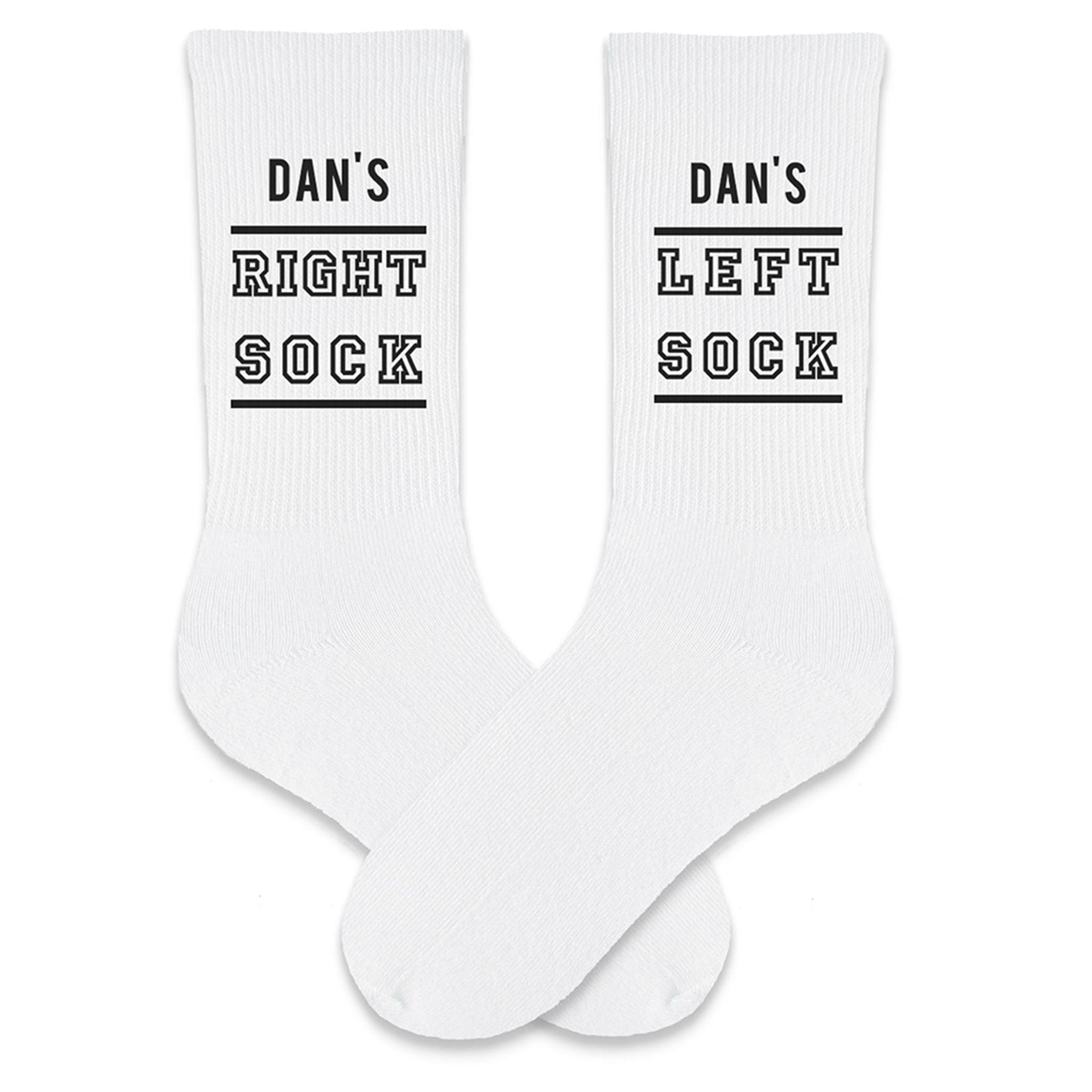 Funny Right and Left Socks Personalized with a Person's Name