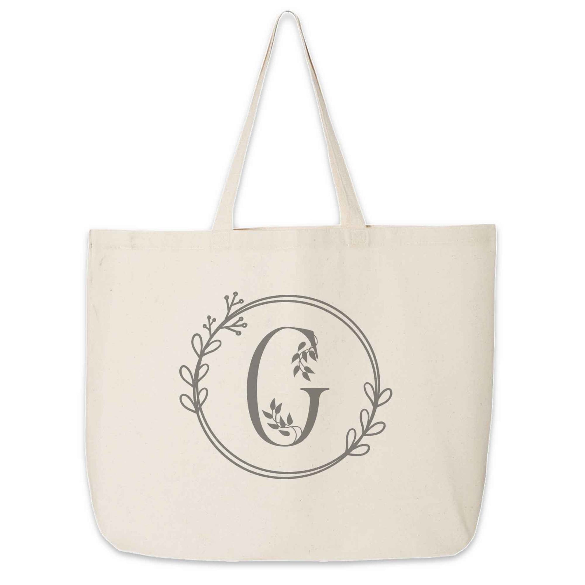 Tote Bag for Bridal Party Personalized with Floral Circle