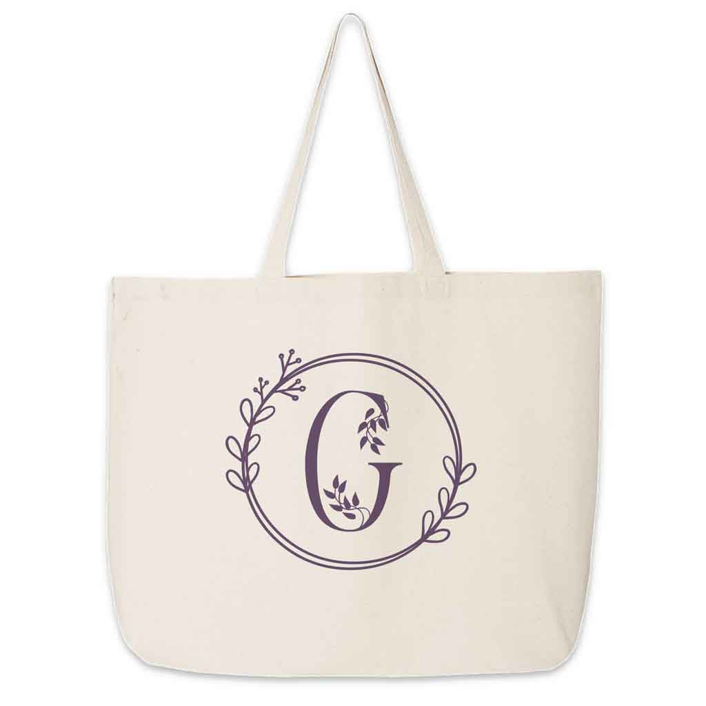 Y'' Letter Initial Canvas Tote Bag - Initials Bags - Logo Tote