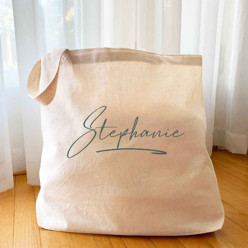 Bridal Party Canvas Tote Personalized with a Stylized Name