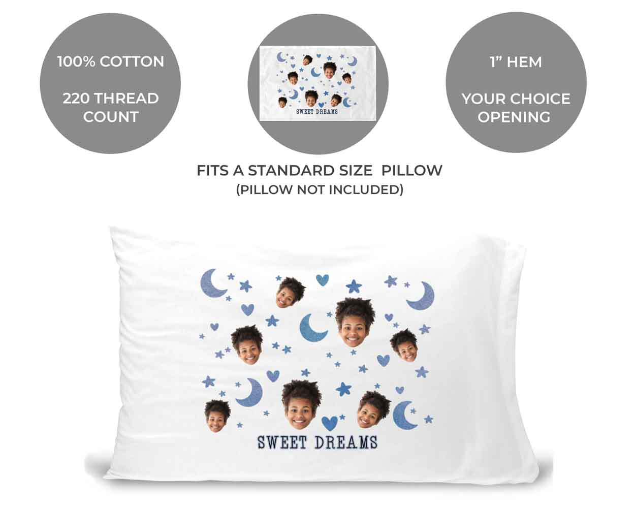 Print face shop on pillow case