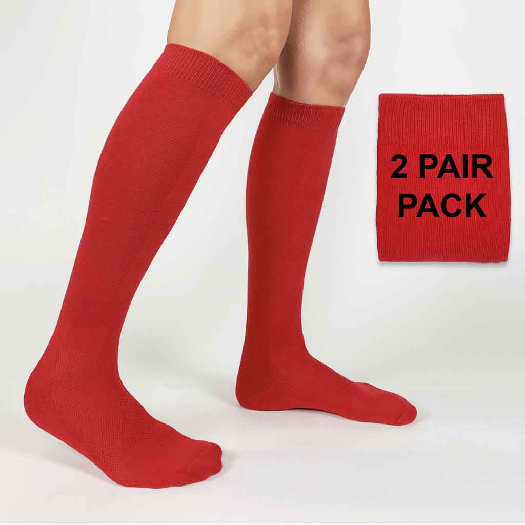 High Top Sneaker Knee High Socks - Red
