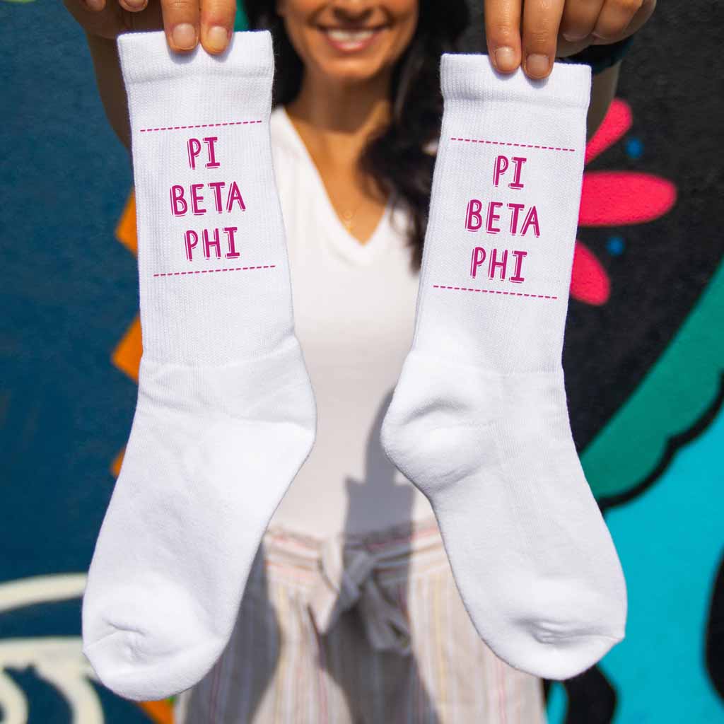 Sorority Name Crew Socks in a Sorority Color