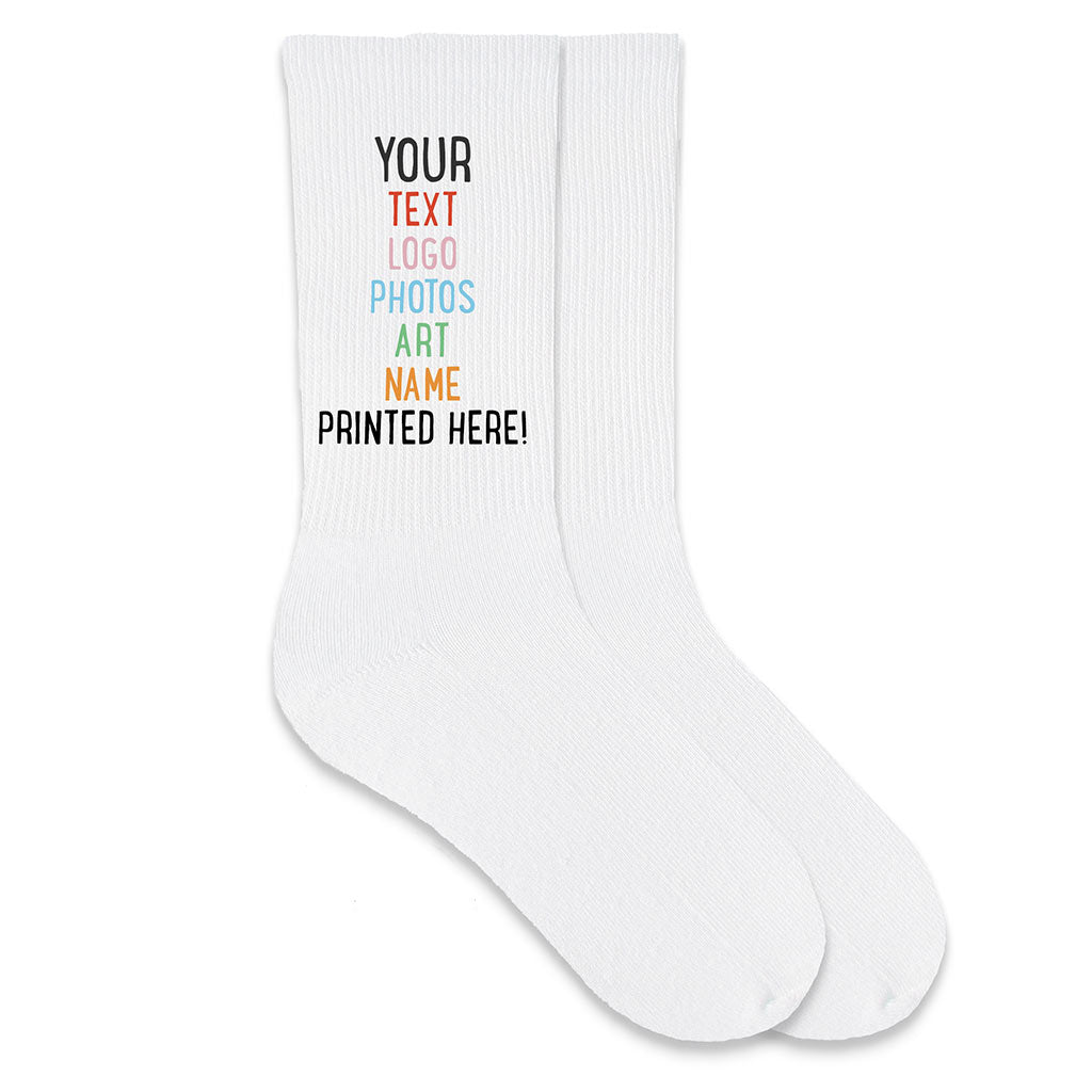 Custom Printed and Personalized Extra Large Socks for Men, Add