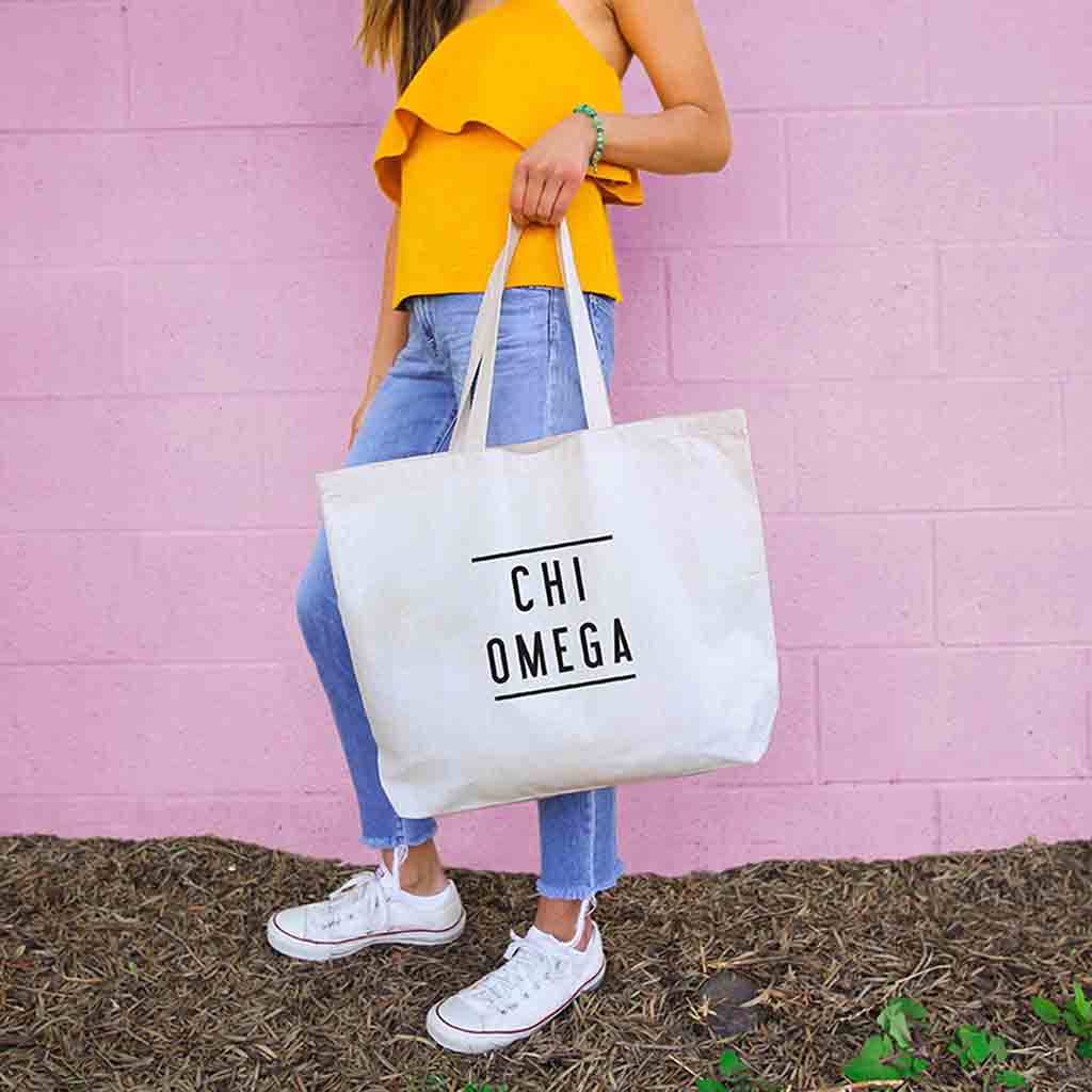 Chi Omega Sorority Printed on a Roomy Canvas Tote Bag