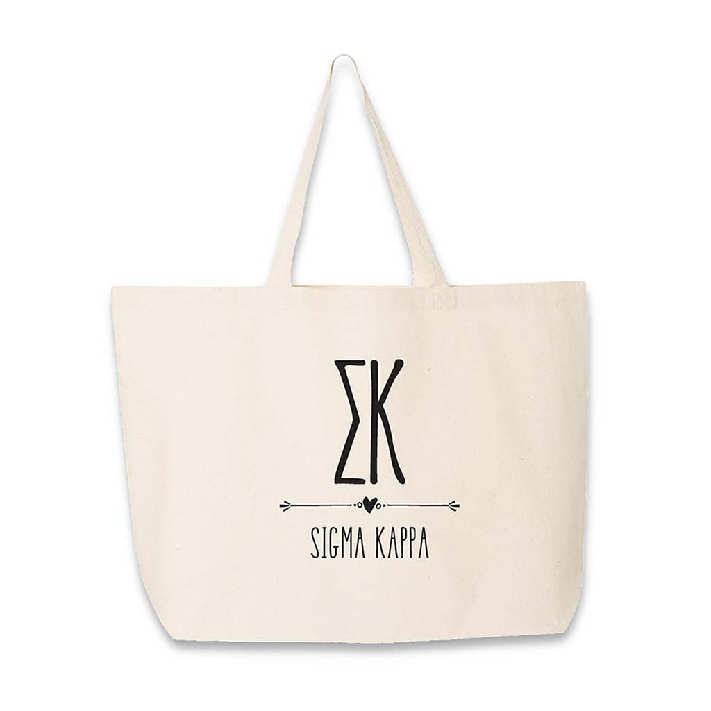 Stylized Sorority Greek Letters and Name Canvas Tote Bag – Sockprints