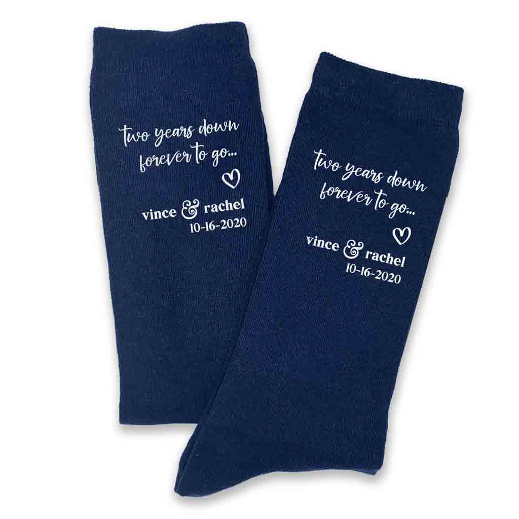Two Years Down Personalized Anniversary Socks | Sockprints