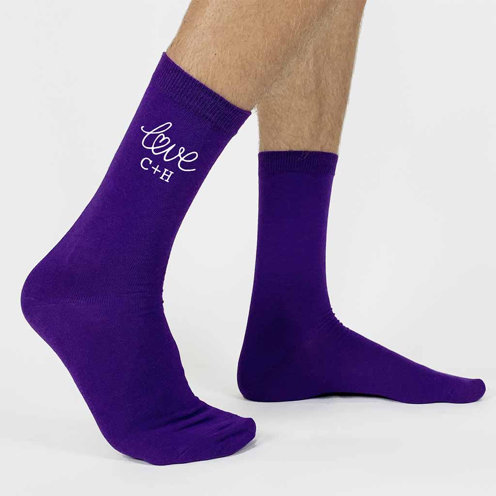 Custom printed cotton dress socks for wedding party