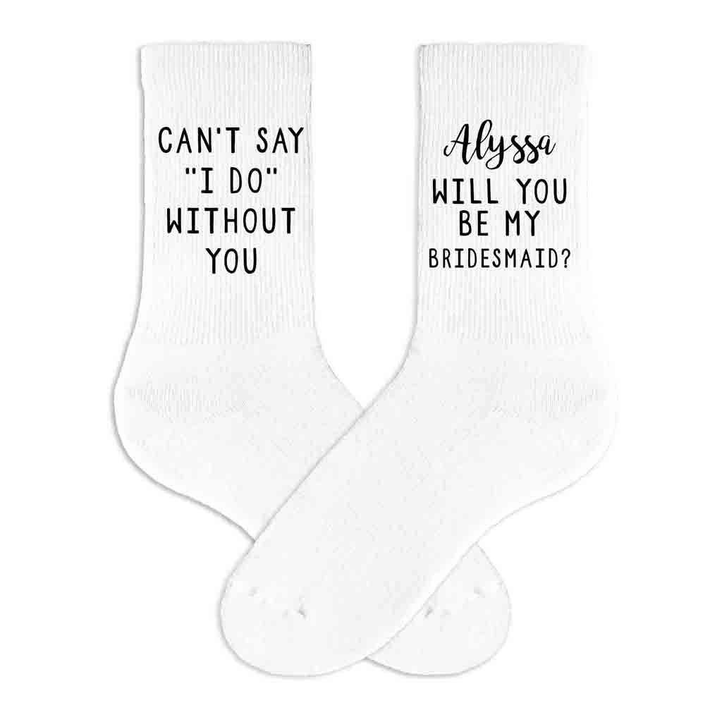 Custom Bridal Party Wedding Socks, Bride's Something Blue