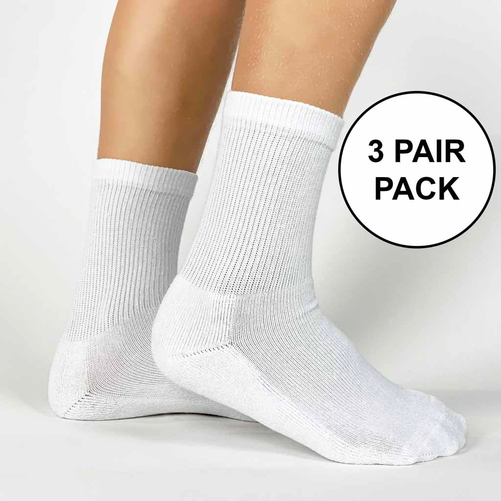 Sockprints Basic Cotton Ribbed Crew Socks - 3 Pack, 4 Colors