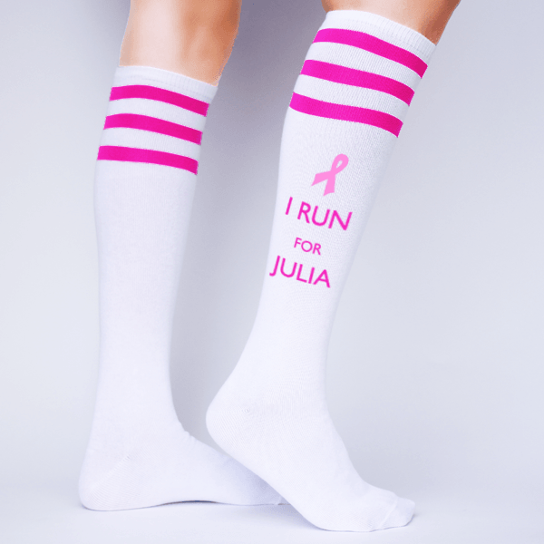 Personalized Embroidered Knee Socks for Girls. White 